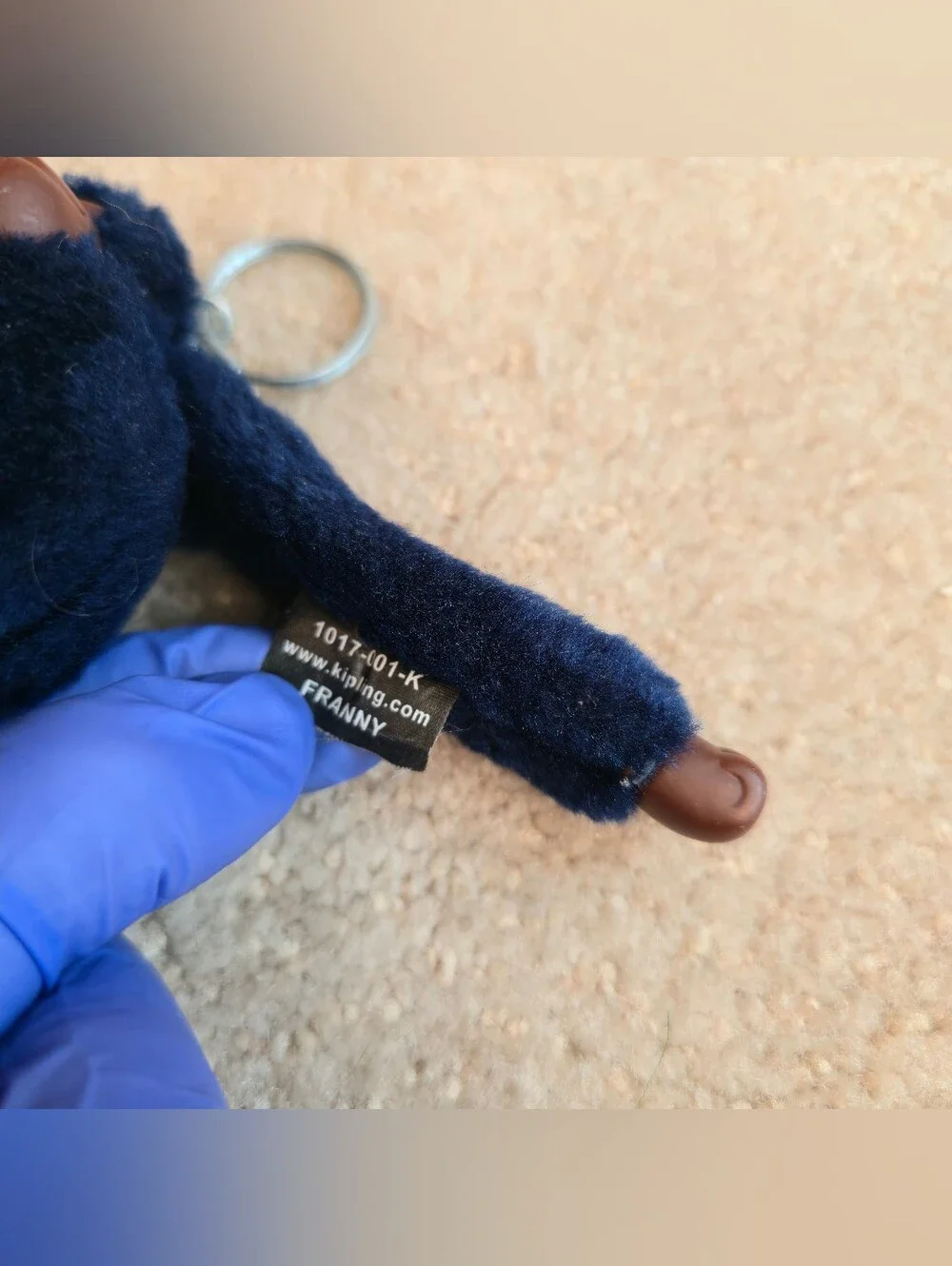 Kipling Franny Plush Navy Blue Monkey Thumb Keychain Fob Bag Backpack Charm